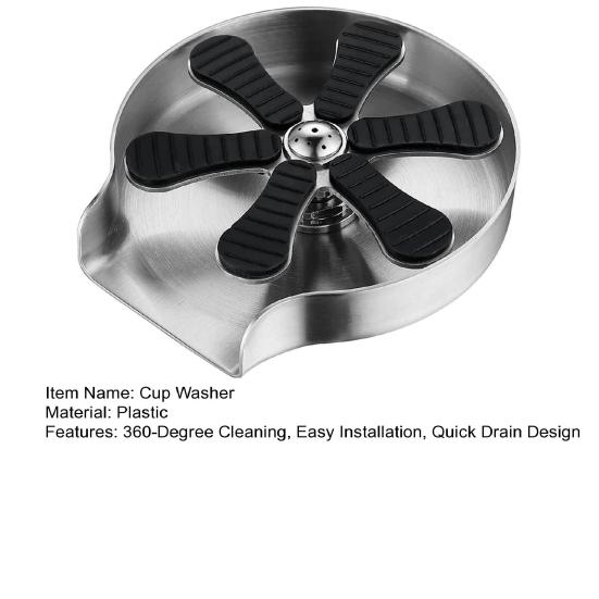 Cup Washer 360-Degree Rotation Glass Washer Cleaner Easy Install Universal Bottle Stainless Steel Quick Drain Baby