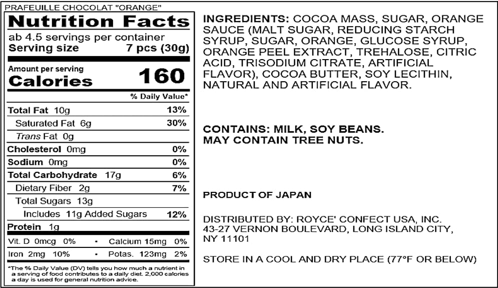 Plafeuille Chocolat Orange 30 pieces ROYCE' (x 1)