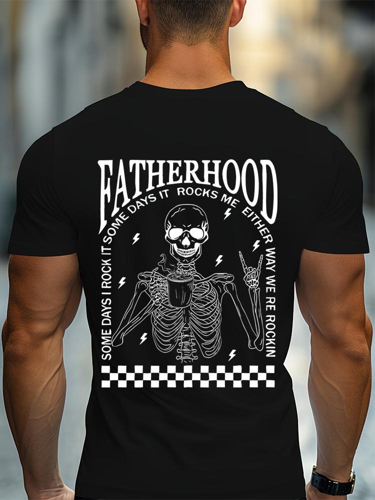Funny Rock Dad Shirt Classic Unisexs Fatherhood Some Days I Rock It Some Days It Rocks Me Skeleton Fathers Day Gift Tshirts