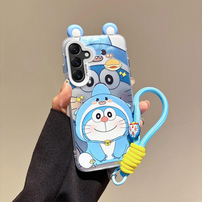 KEYSION Niedliche Cartoon-Hülle mit Ohren für Samsung A56 5G A36 mit Lanyard Weiches Silikon+PC Stoßfeste Handy-Rückseite für Galaxy A16 4G 5G