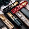 Slim Waist Portable Stainless Steel Cutlery Set: Spoon, Fork, Chopsticks - Japanese Tableware for Students