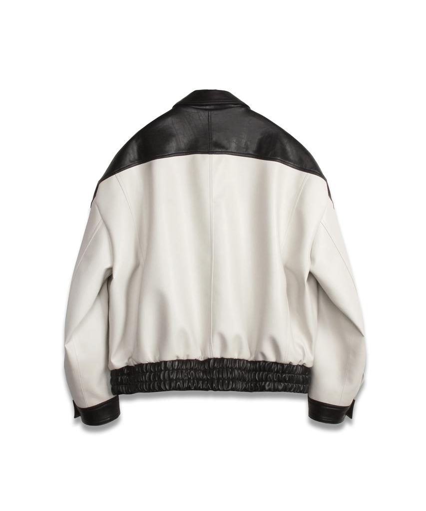Doffjason Oversized Vegan Leather Rapid Two-Tone Jacket