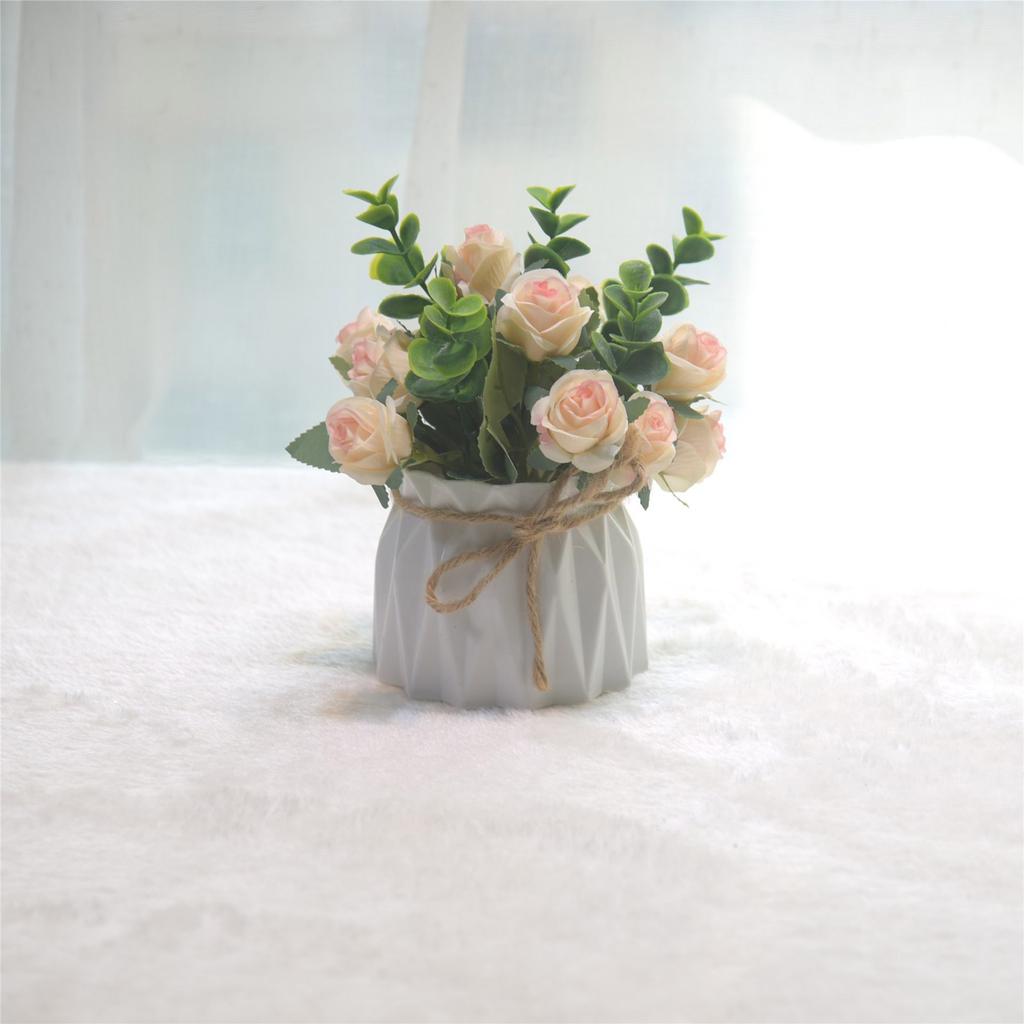 Faux Rose Flowers with Pots for Indoor Decoration Artificial Flower Potted Plant for Living Room Bedroom or Party Use