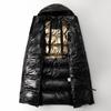 Women's Winter Autumn Hooded White Duck Down Jacket Coat Loose Long Solid Color Big Pocket Windproof Down Coat