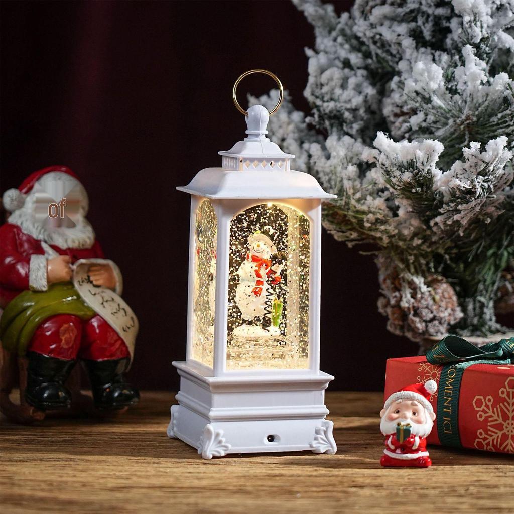 Christmas Chinese Lantern Water-Filled Luminous Music Box Snowfall Crystal Ball Decoration Ornament