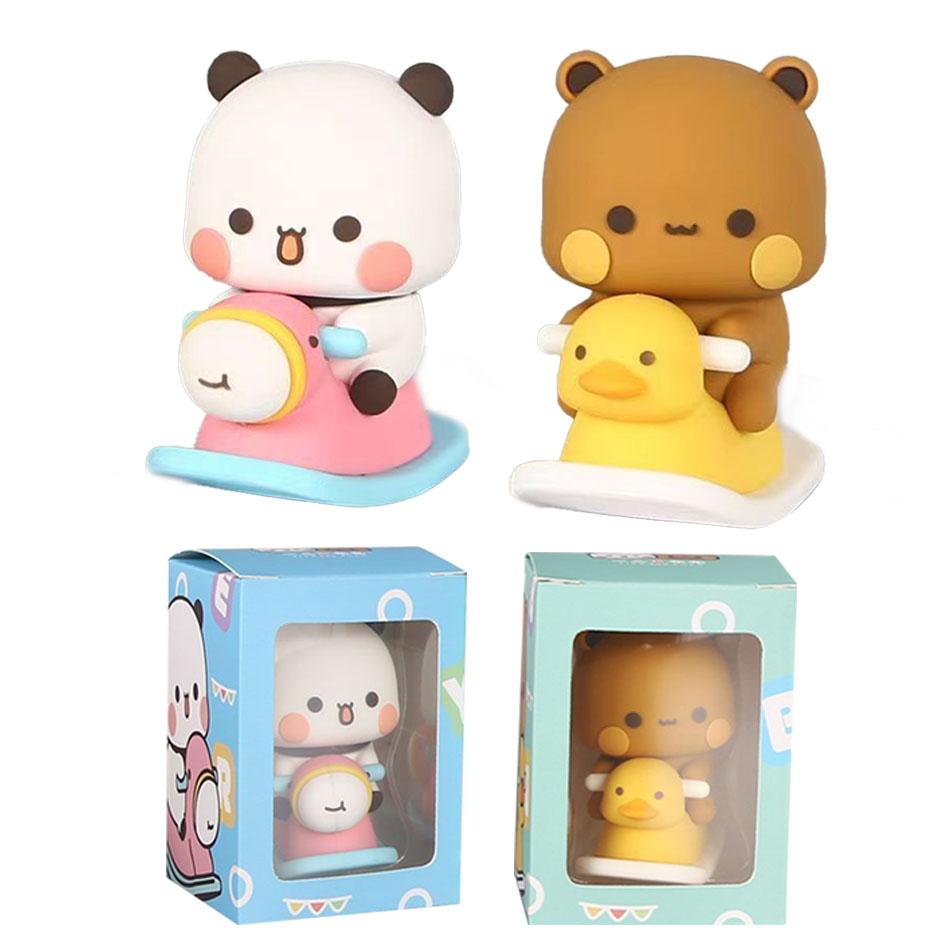 Cute Kawaii Bubu Dudu Panda Bear Figure Cartoon Exciting Bear Miniatures Collectible Animal Toy Doll Ornament Home Derocation