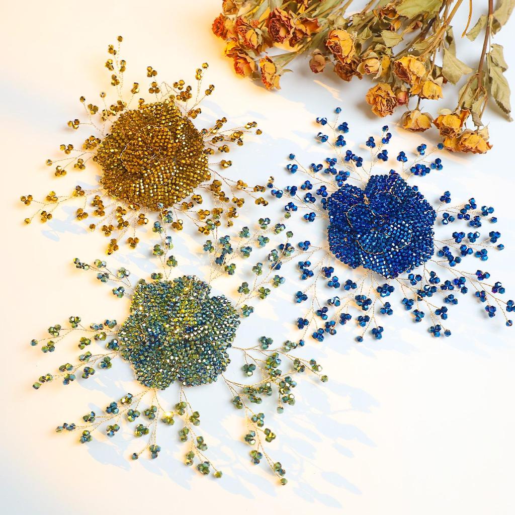 Luxury Crystal Beaded Floral Brooch and Hair Clip DIY Kit