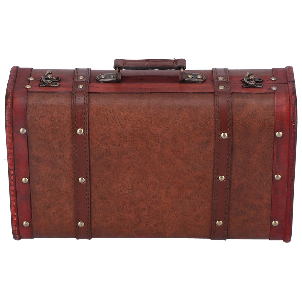 Antique Suitcase Portable Wooden Storage Chest Collection Ornaments Photography Props