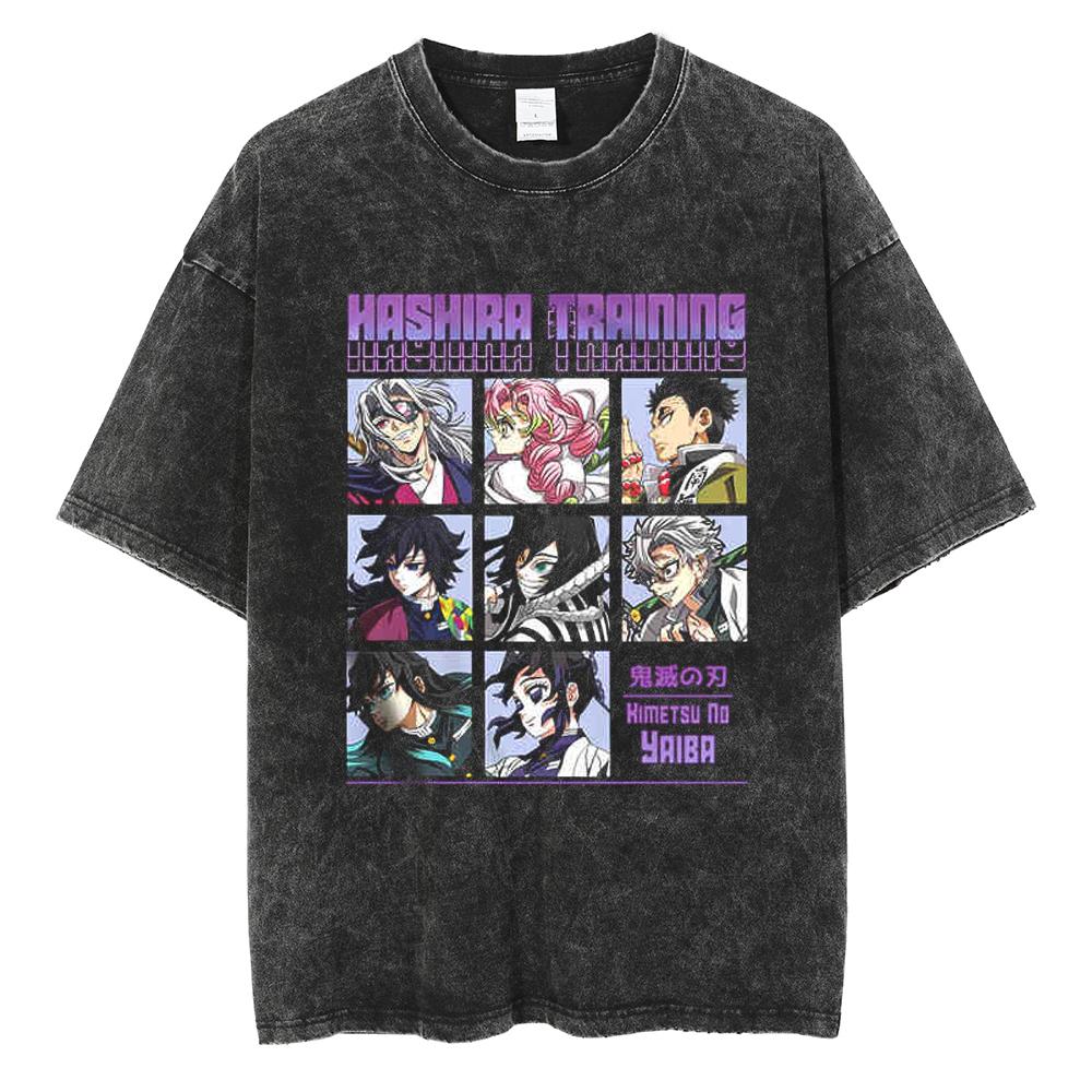 Футболка аниме Demon Slayer Tokitou Muichirou с крутым принтом, мужская повседневная хлопковая футболка в стиле харадзюку, винтажный топ с варкой XXL