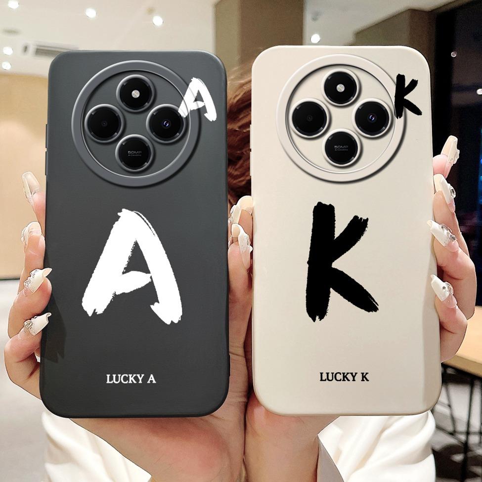 Cover For Redmi 14C 14R Case Simple Fashion A-Z Letter Pattern Design Silicon Shockproof Funda For Xiaomi Poco C75 4G Back Cover