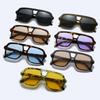  New Ins Popular Fashion Double Bridges Square Men Sunglasses Vintage Punk Yellow Shades UV400 Men Trending Sun Glasses