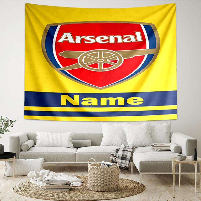 Custom Name Arsenal F.C Print Tapestry, Backdrop, Easy Setup, Ideal for Bedroom, Office & Living Room, with Aesthetic Wall Hanging Decor.