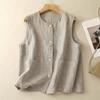 Spring and Summer Solid Color Retro Literary Cotton and Linen Casual Loose All-match Temperament Vest Vest Women's Outer Wear Women