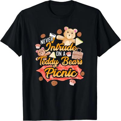 Cute Teddy Bear Never Intrude On A Picnic Toy Cartoon T-Shirt