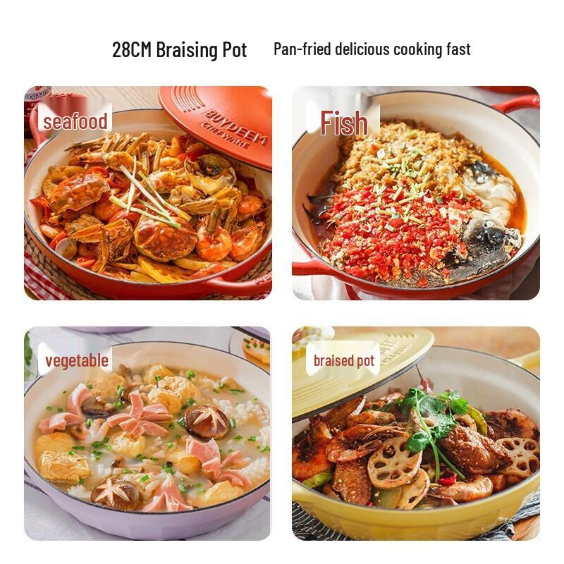 Buydeem 28cm Enamel Stew Pot & Induction Plate Set