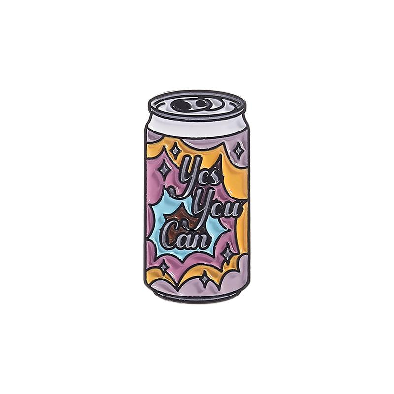 Yes You Can Enamel Pin Motivational Quote Creative Drink Cans Metal Brooch Lapel Backpack Badge Funny Jewelry Gift For Friends