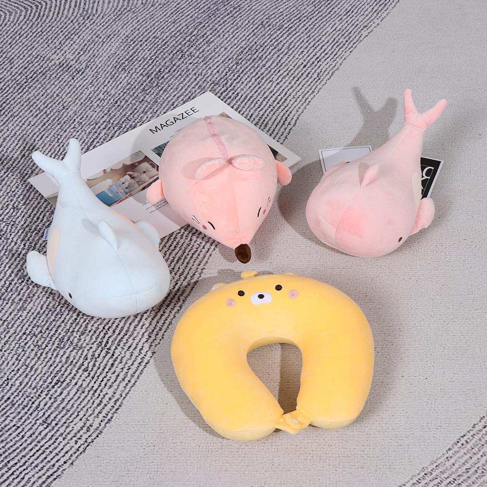 Changable Cervical Cartoon Protection Neck U Shaped Travel Pillow Penguin Whale Fluffy Pillows