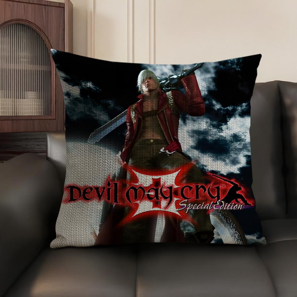 The DDevil May Cry Cushion Cover Natural Linen Organic Fabric DoubleSided Printing Sofa Home Decor Gift Pillow Case