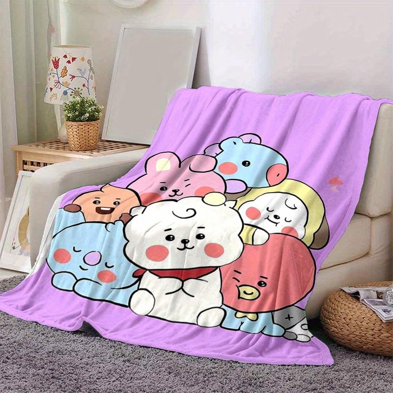 1pc, Cute Cartoon Characters Home Decor Flannel Blanket, Perfect Gift for Bedroom, Living Room, Travel, Camping, Car, Beach, Office Nap. Ideal as Sofa