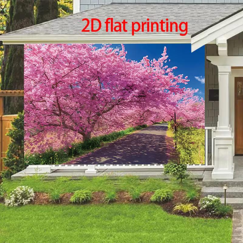 

2D Pink Sakura Avenue Garage Door Cover for Yard and Garden Decoration 47.2x31.5inch/120*80cm
