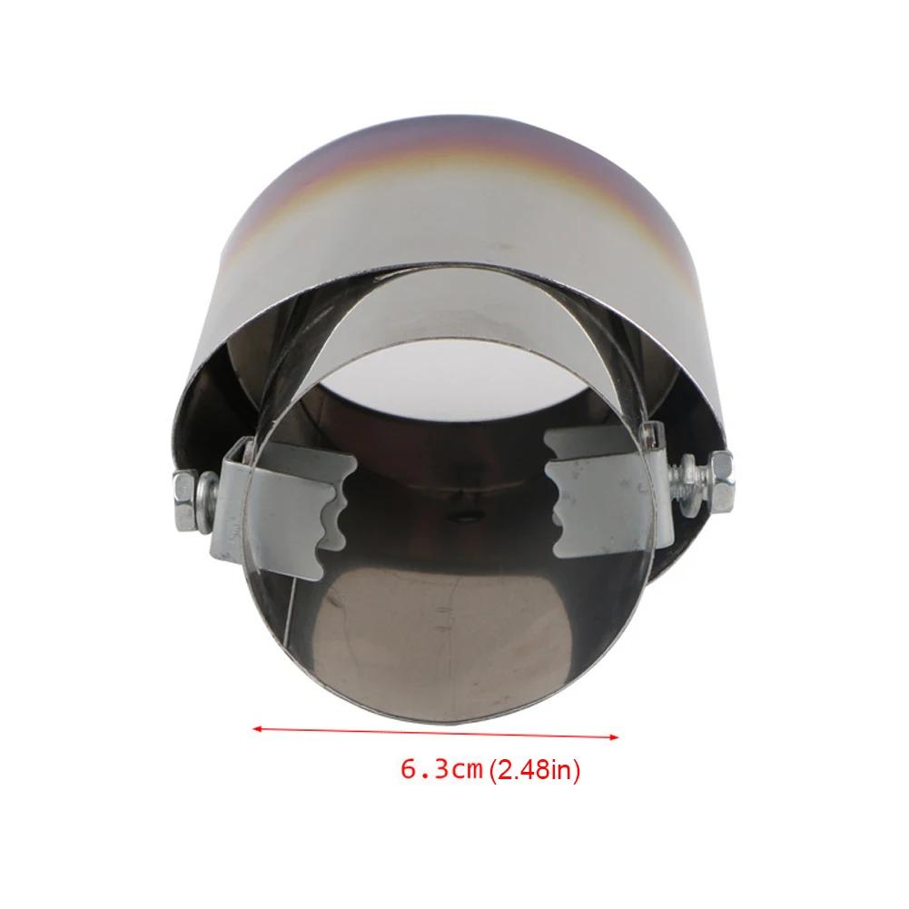 63mm Universal Car Exhaust Muffler Tip Round Stainless Steel Car Tail Rear Chrome Round Exhaust Pipe Tail Muffler Tip Pipe