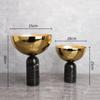 Metal Figurine Desktop Storage Container Candy Tray Flower Vase Metal Handicraft Marble Base Geometric Golden Fruit Bowl