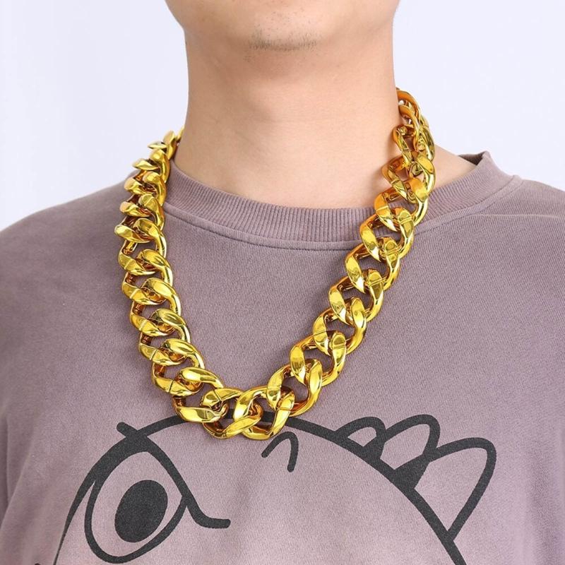2 Pezzi Collana a Catena Dorata Stile Hip Hop Gioielli da Collo Catene da Rapper Materiale CCB Regalo Perfetto per Uomini e Donne