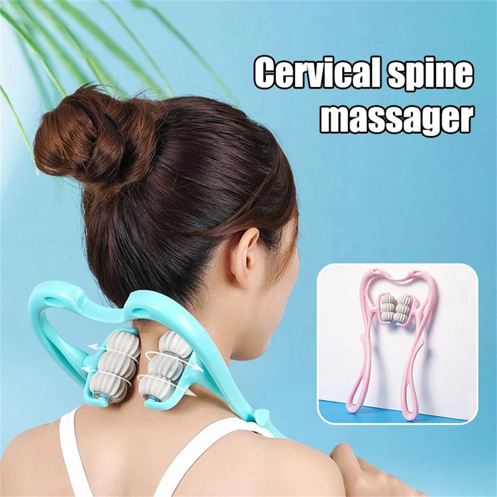 Six Wheel Cervical Massager Clip Neck Massage Roller Neck Shoulder Back Kneading Massager Manual Multifunctional Massage Tools