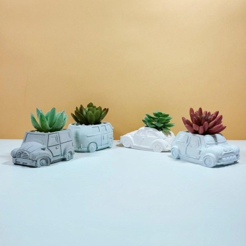 Versatile Silicone Mold Car Bus Shaped Planter Mould Creative Candle Holder Molds Home Decorations Gift for Flower Lover