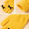 Five-finger Solid Color Warm Knitted Gloves for Women Bow-knot Cold-proof Gloves