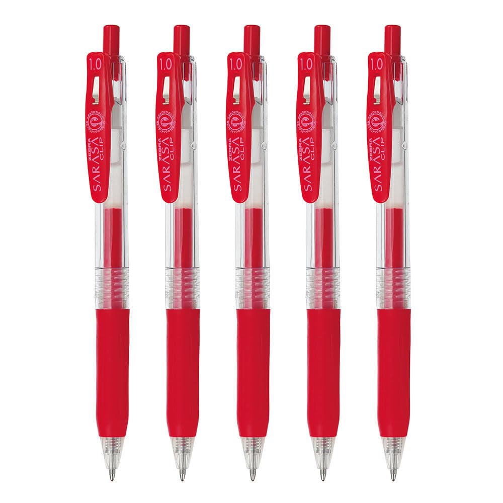 Zebra Sarasa Clip Gel Ballpoint Pen Red 1.0mm 5-Pack P-JJE15-R5-AZ