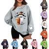 Felpa con stampa di Halloween unisex a maniche lunghe con girocollo, top casual leggero per uomo e donna