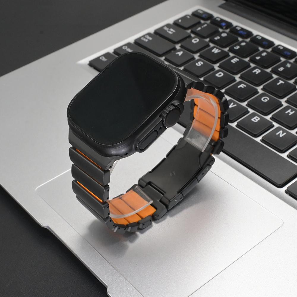 Tytanowy Silikonowy Pasek do Apple Watch Ultra 3 2 49mm Seria 11 10 46mm Luksusowa Bransoleta do iwatch 9 8 7 6 5 SE 45mm 44mm Pasek
