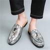 Designer Summer New Men's Snakeskin Pattern Half Slippers Shoes Male Casual Mules Moccasins Breathable Loafers Zapatos Hombre