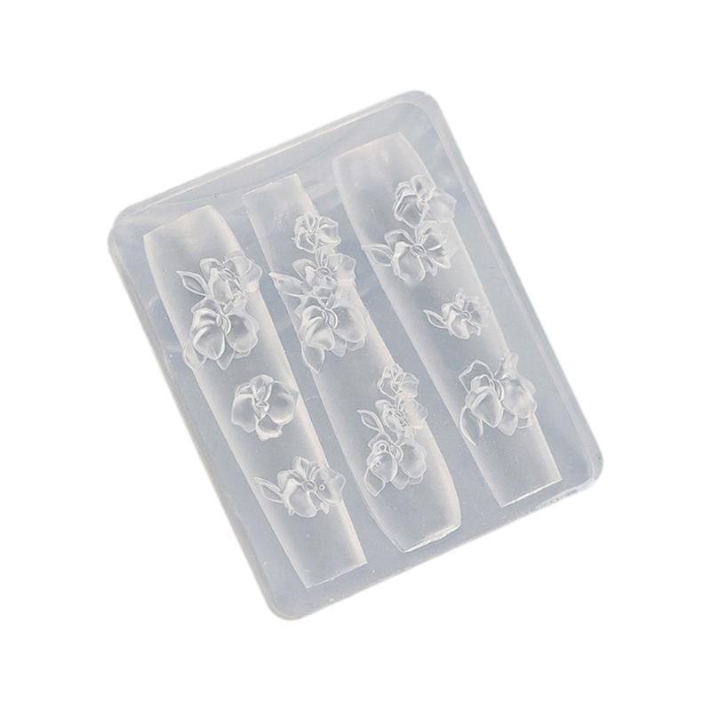 Professional 3D Nail Embossing Mold Reusable Silicone Template For Salon Home Manicure Nail Art Manicure Accessories