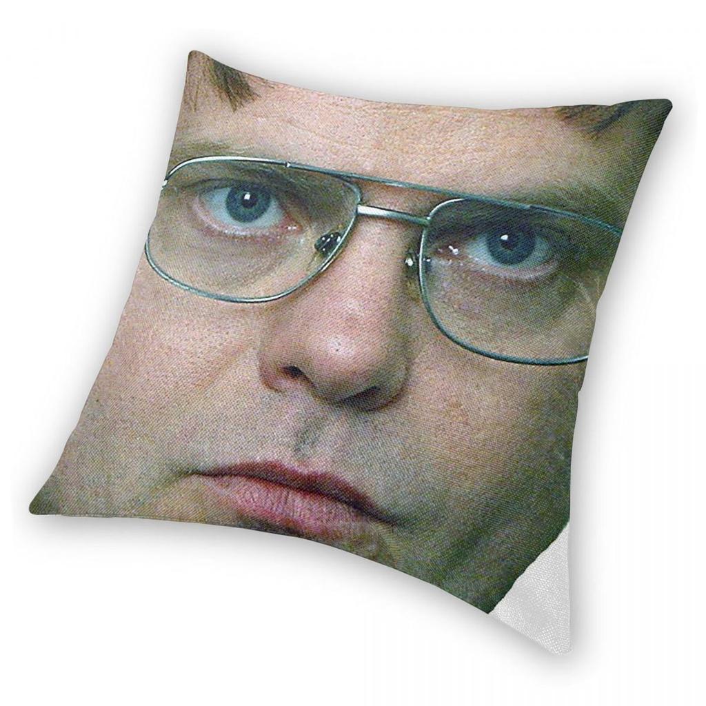 Federa Cuscino Quadrato Joe Bobble Head detto Dwight Poliestere Lino Velluto Stampata con Cerniera Federa Decorativa Copricuscino da Letto 18"