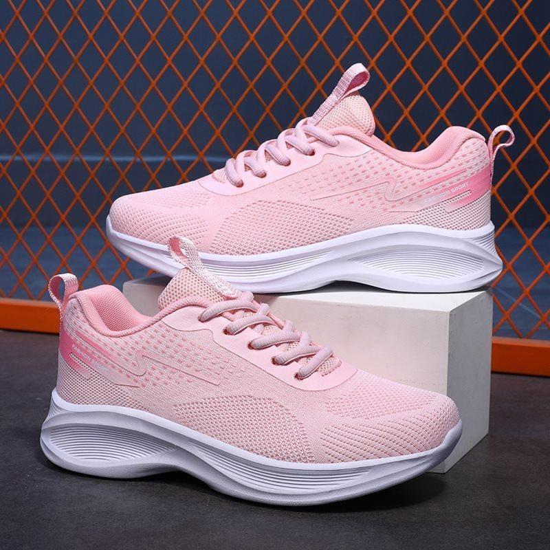 

Running Shoes Sports Shoes Women s Shoes New Fly Woven Breathable Casual Shoes Lightweight Soft Soled Lace Up Single Shoes 41 розовый