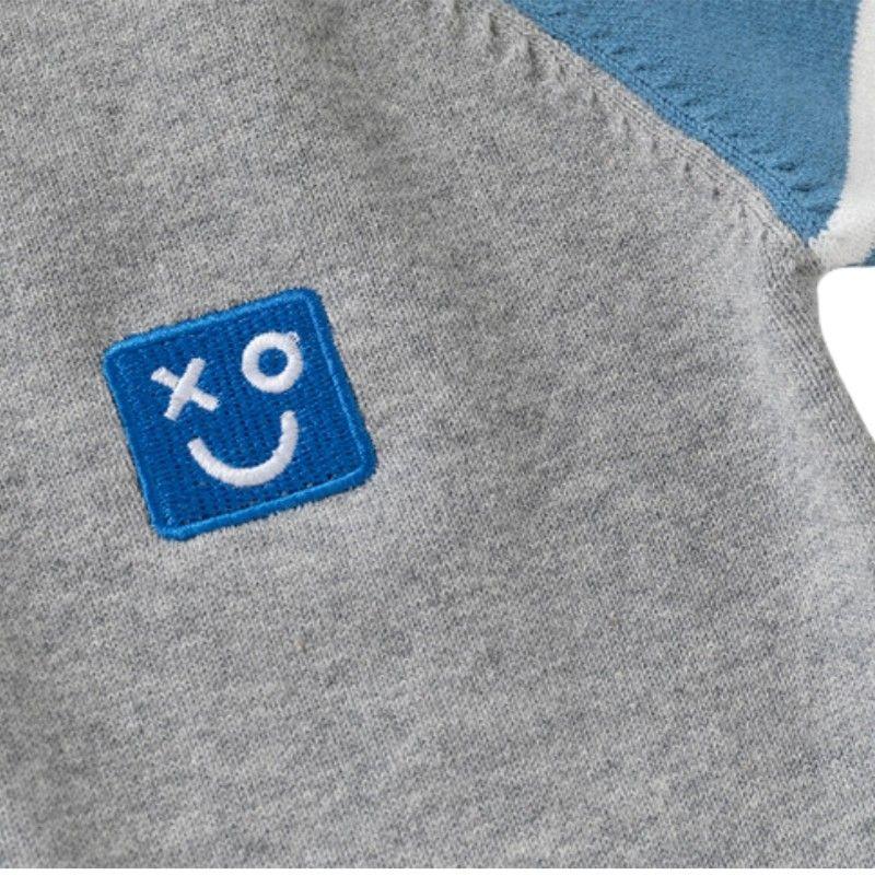 Boys' Thin Sweater for Autumn and Winter, Children's Raglan Sleeve Base Shirt, Baby Boy's Round Neck Color-Blocked Knitwear