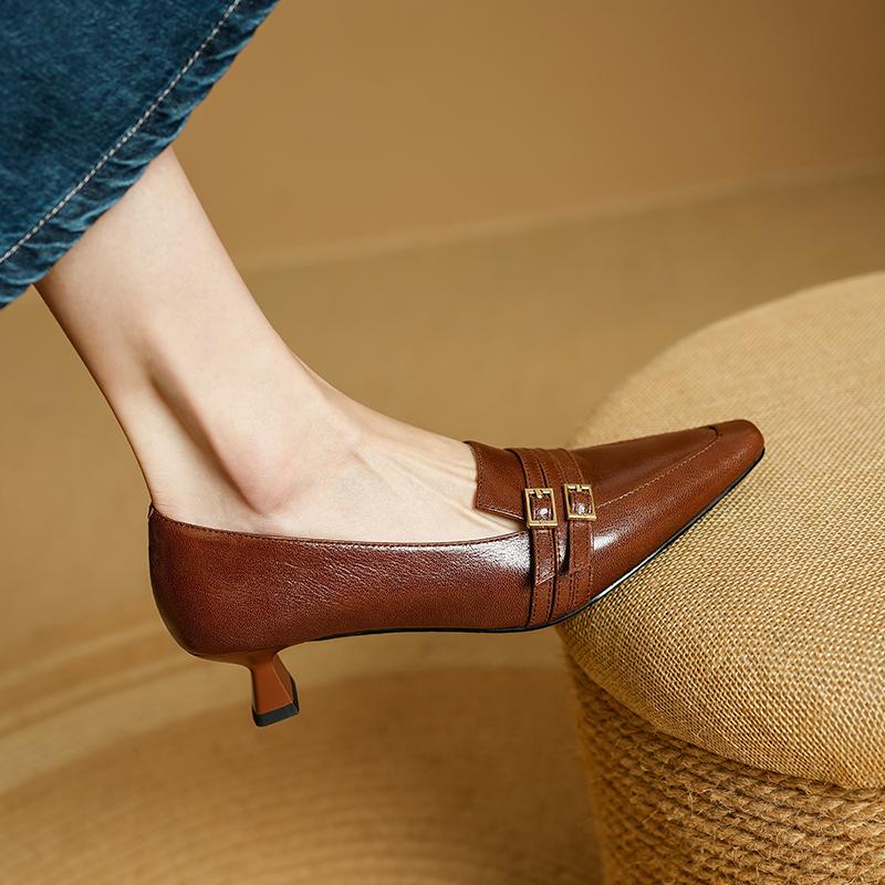 Fashion 2025 Spring New Fashion Women Oxford Shoes High Heel Elegant Comfortable Summer Square Toe Casual Pumps Shoes Woman Size 34-40