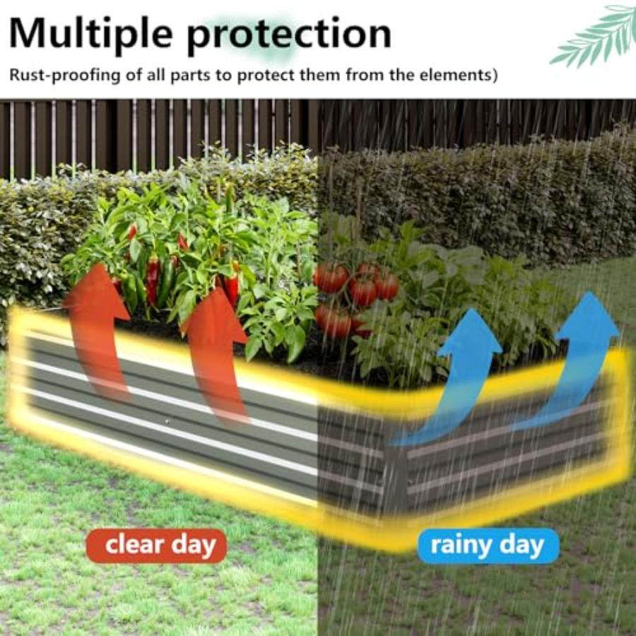 2 Pack 9x3x1FT Galvanized Raised Garden Bed Kit Outdoor Metal Planter Box for Vegetables Rectangular Steel Container Easy Assem