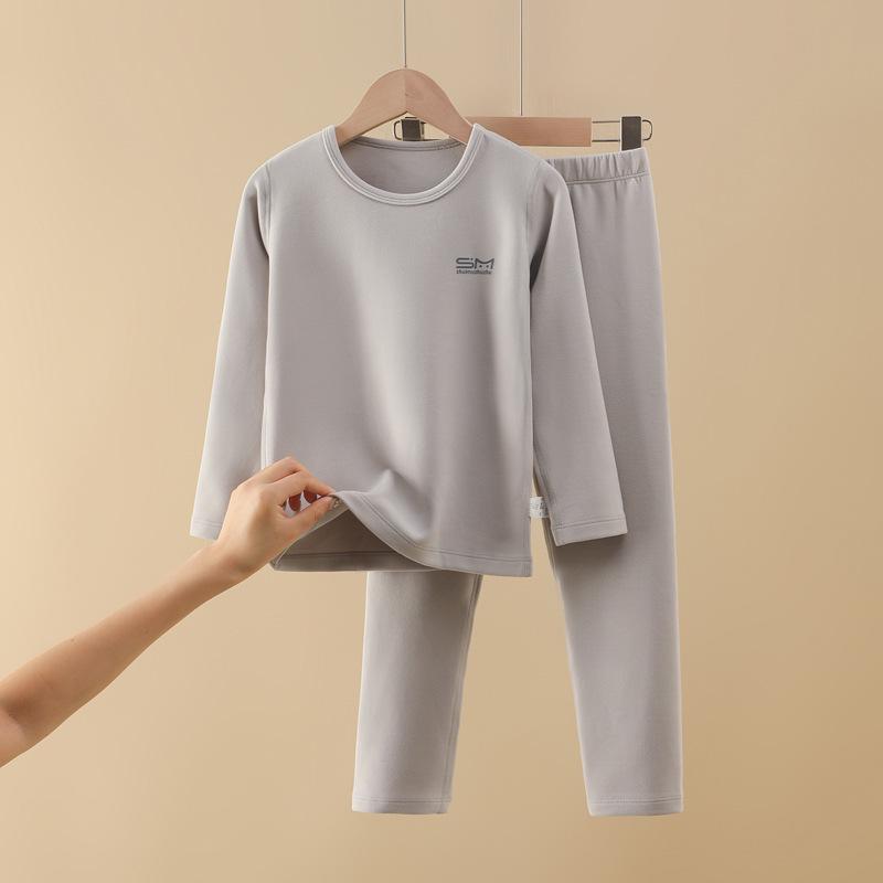 Children's Fleece-Lined Thermal Underwear Set: Warm, Boneless Base Layer for Boys and Girls - Autumn/Winter Pajamas