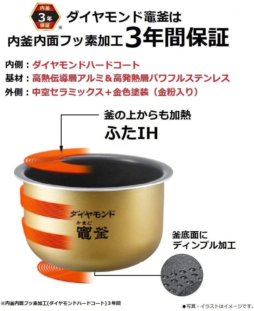 Panasonic Rice Cooker 3 Cups Living Alone Variable Pressure IH Double Cooker Shine Black SR-JW058-KK