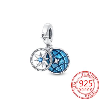 Authentic Copper Charm Bead Charms Luxury Blue Earth Pendant Bead Charms Compatible With Bracelets Diy Women Making Delicate Gift Jewellery
