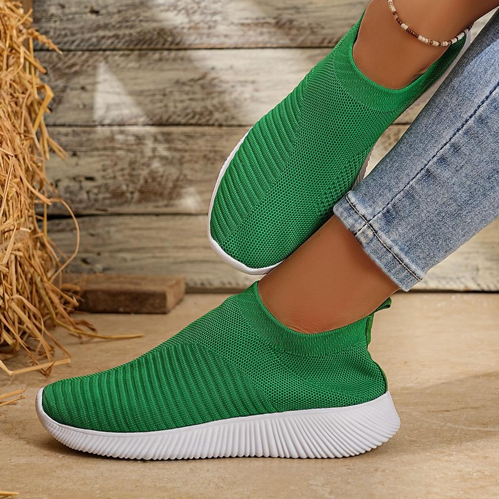 Foreign Trade Fly-woven Breathable Sports Shoes Women's Autumn New Foot Cover Thick Sole Large Size Comfortable Running Shoes Spot