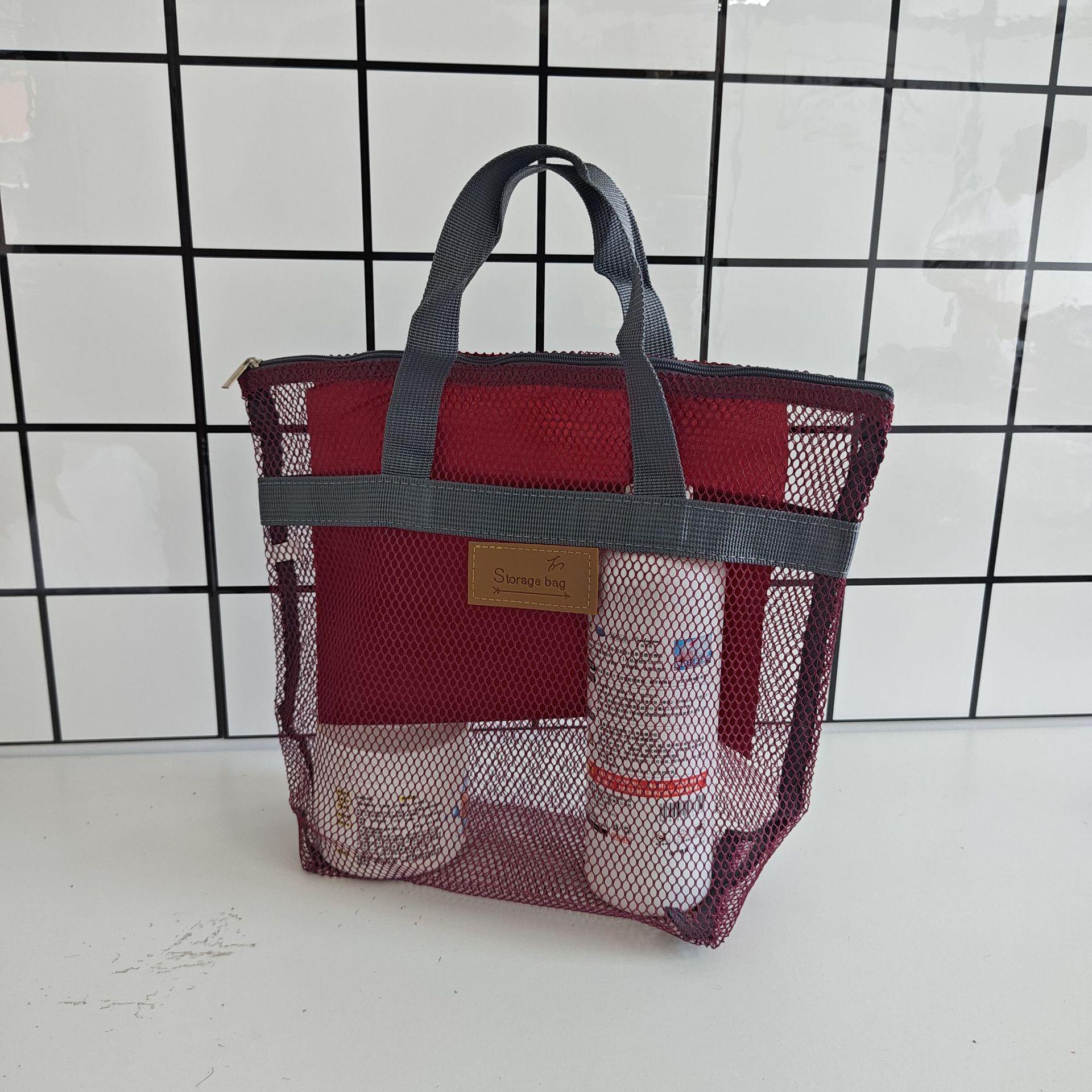 

Multifunctional Travel Beach and Toiletry Mesh Bag вина червоного кольору