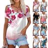 Women's Summer Fashion Casual Solid Color  V-Neck Short Sleeve T-Shirt Top