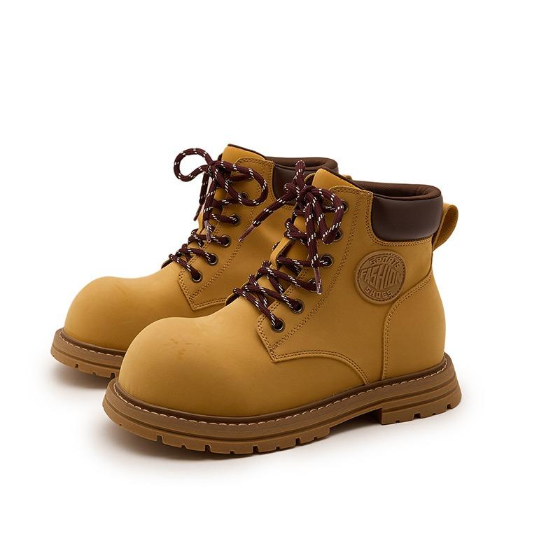Martin boots women's autumn new thick-soled big-headed short boots outdoor casual versatile big yellow boots women's