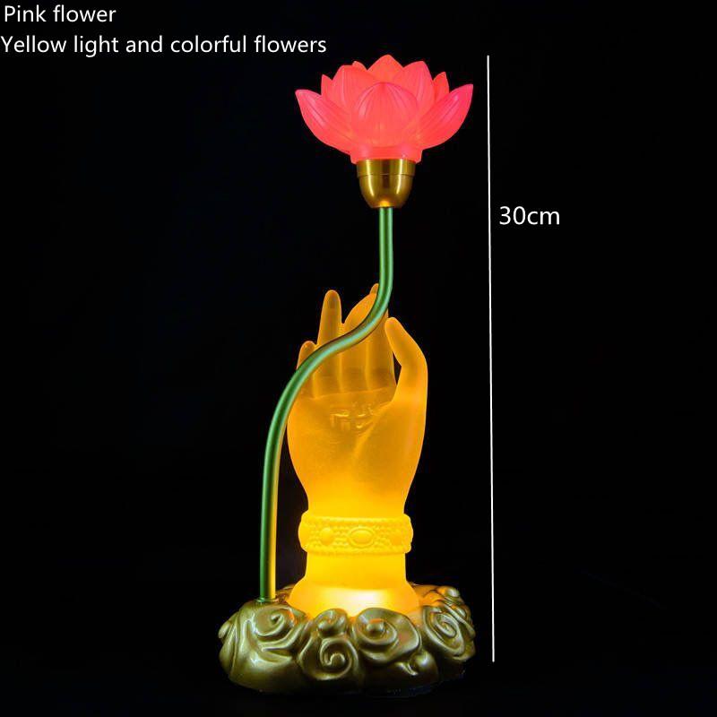 Colorful Lotus Discolores Crystal Lamp Plug In Payment Glazed Bergamot LED Buddha Lamp Household Prayer Lamp Buddhist Utensils