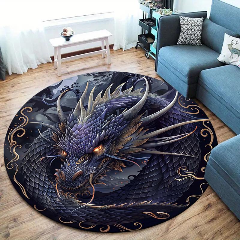 

Ancient Dragon Round Area Rug,Carpet Rug for Living Room Bedroom Sofa Playroom Decor,Non-slip Floor Mat 80cmx80cm