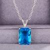 Huitan Blue Cubic Zirconia Pendant Necklace for Women Simple Luxury Bridal Wedding Party Neck Necklaces Gift New Arrival Jewelry